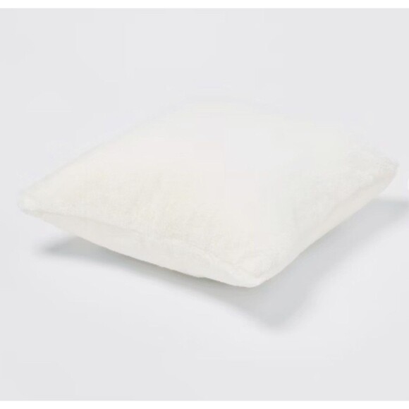 Faux Rabbit Fur Throw Pillow - White - Threshold - NEW - Picture 2 of 5